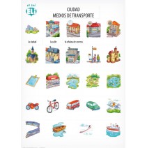 Póster activo de vocabulario - Ciudad - Medios de Transporte - 9788364730573