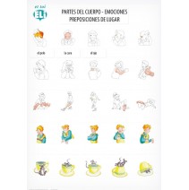 Póster activo de vocabulario - Partes del cuerpo- Emociones- Preposiciones de Lugar - 9788364730603