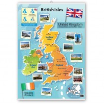British Isles: plakat - mapa ścienna Wysp Brytyjskich (foliowana z zawieszką) - 9788364730818